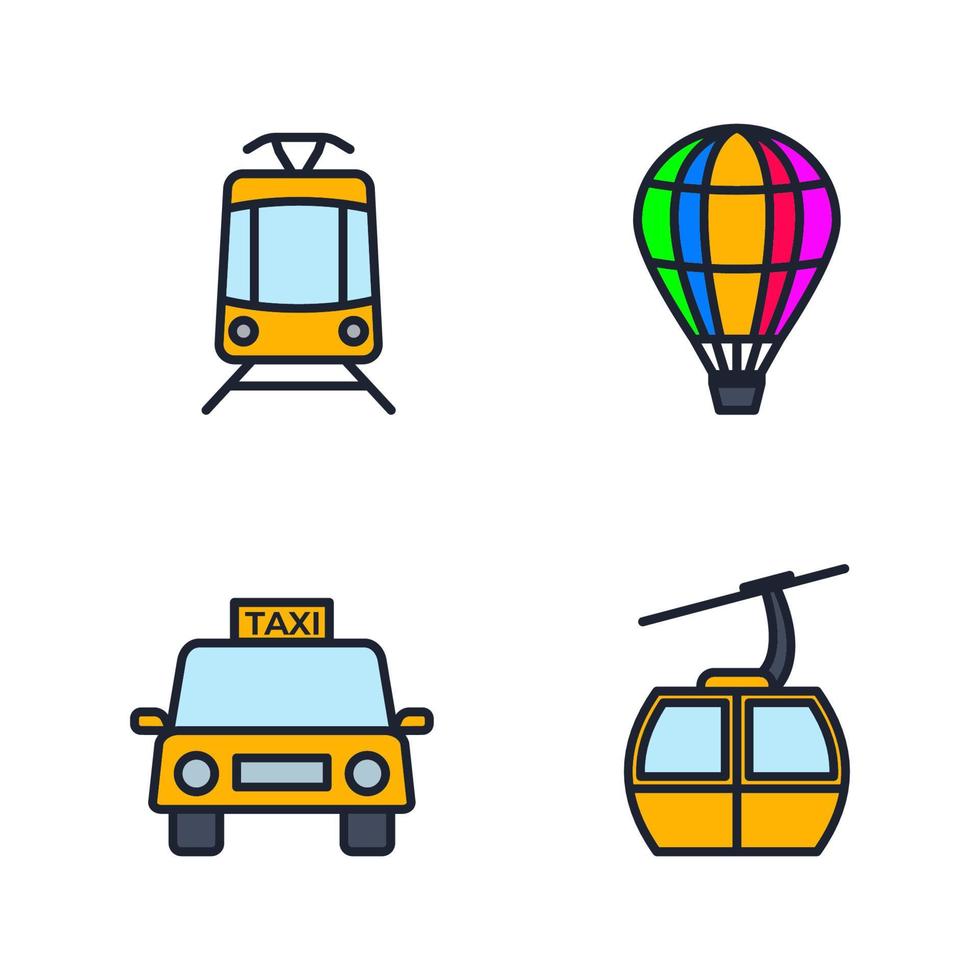 transport, schwere maschinen setzen symbol symbol vorlage für grafik- und webdesign sammlung logo vektorillustration vektor