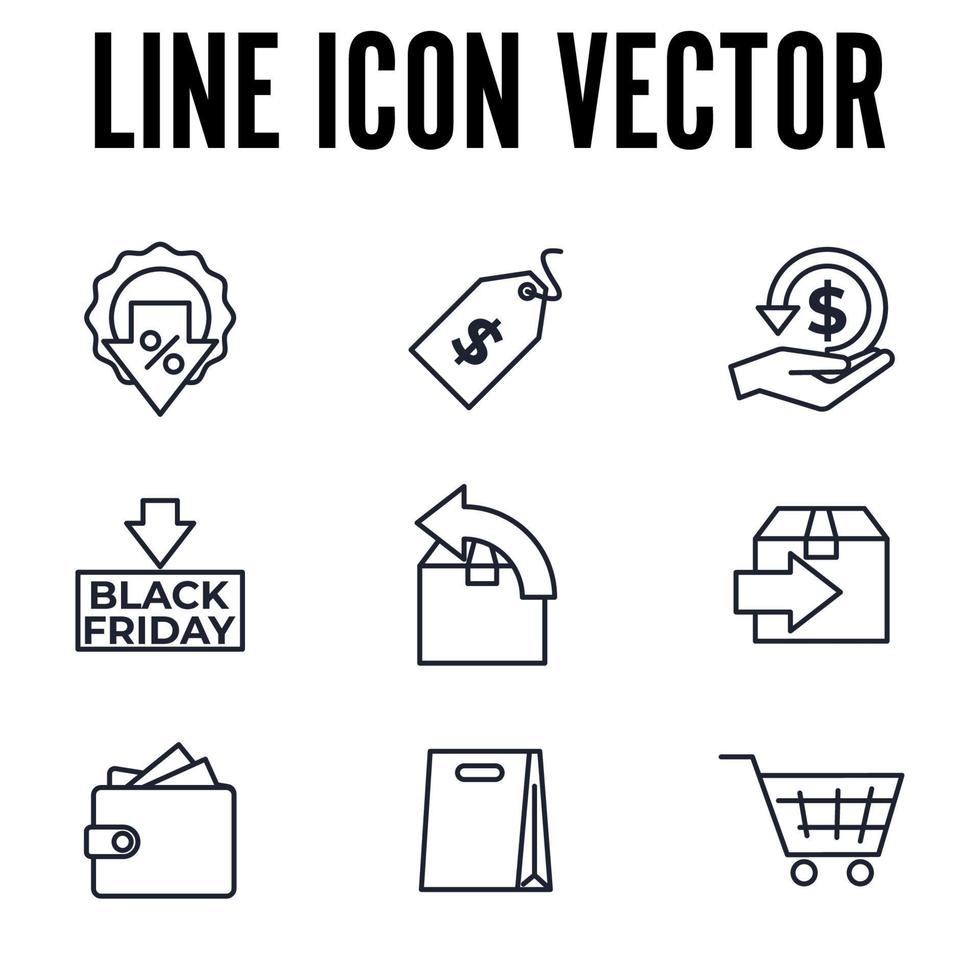 svart fredag stor försäljning set ikon symbol mall för grafisk och webbdesign samling logotyp vektorillustration vektor