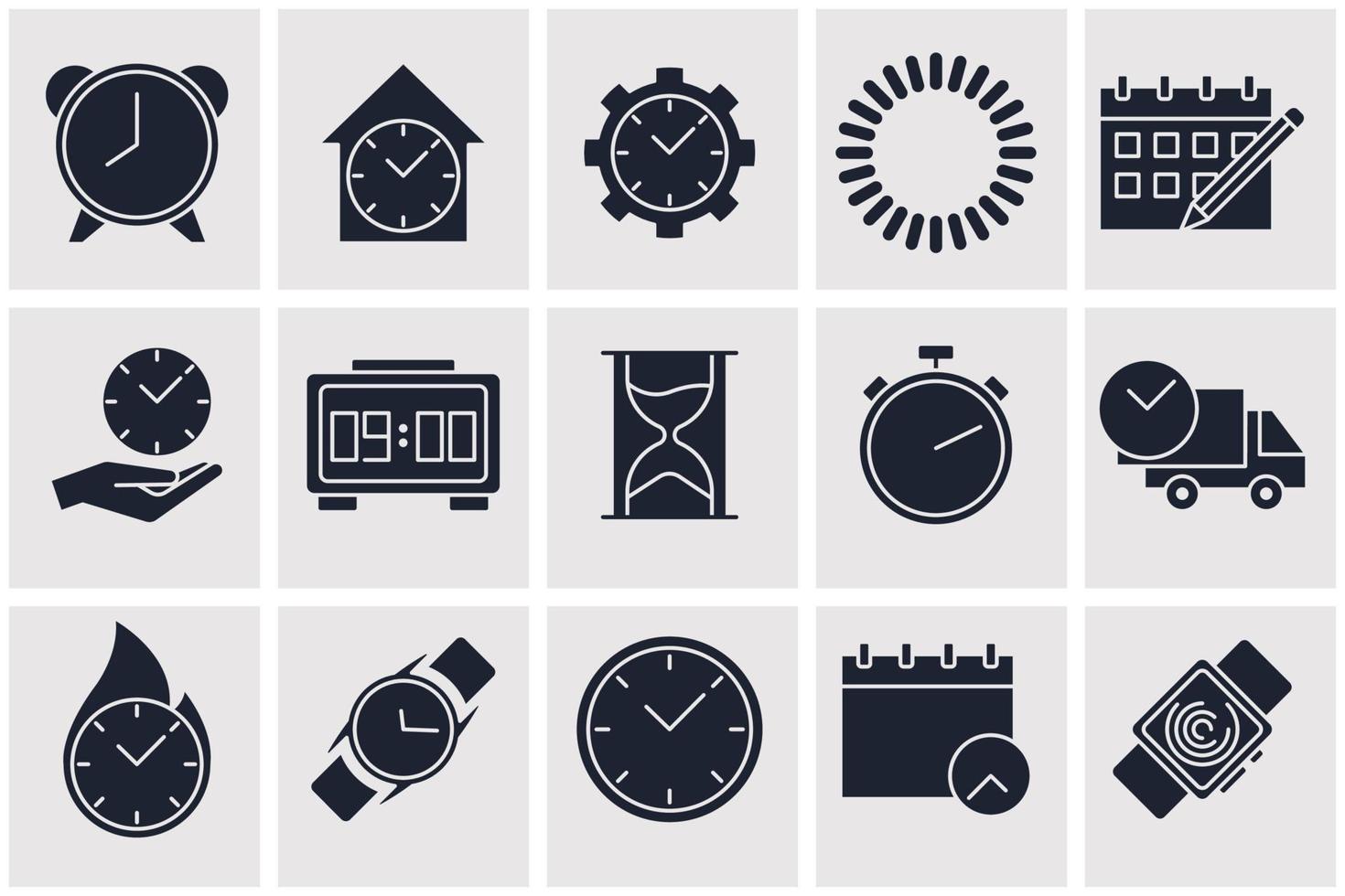Zeit eingestellte Symbolsymbolvorlage für Grafik- und Webdesign-Sammlung Logo-Vektorillustration vektor