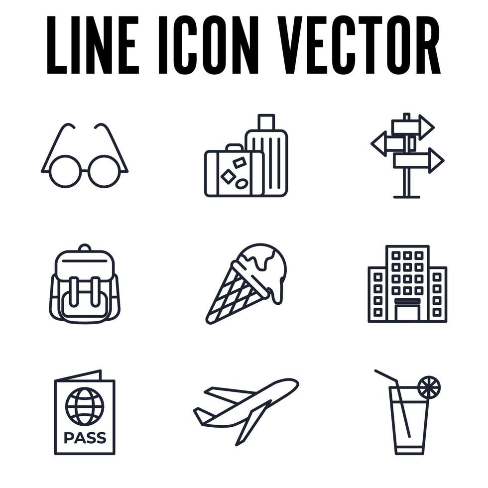sommarsemester set ikon symbol mall för grafisk och webbdesign samling logotyp vektorillustration vektor