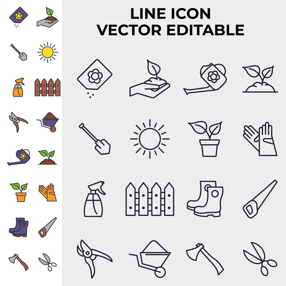 blomma och trädgårdsarbete set ikon symbol mall för grafisk och webbdesign samling logotyp vektorillustration vektor