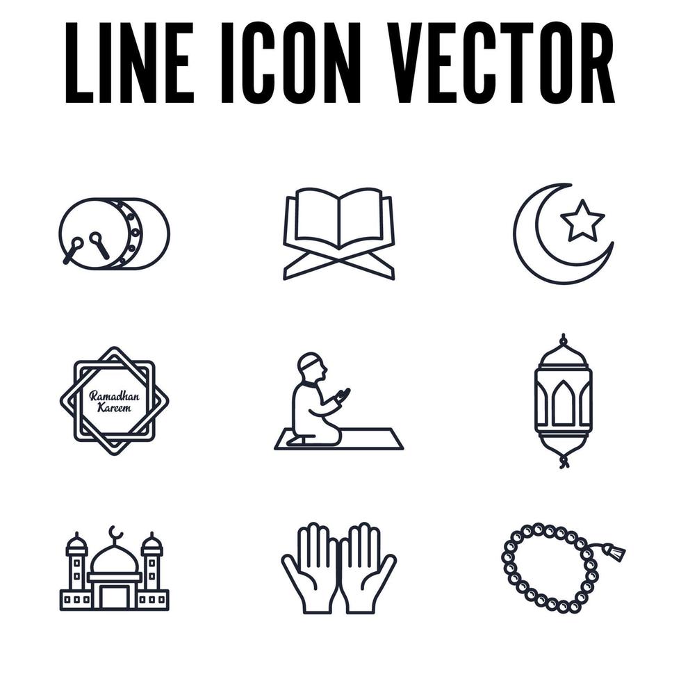 populär islamisk. ramadan kareem element set ikon symbol mall för grafisk och webbdesign samling logotyp vektorillustration vektor