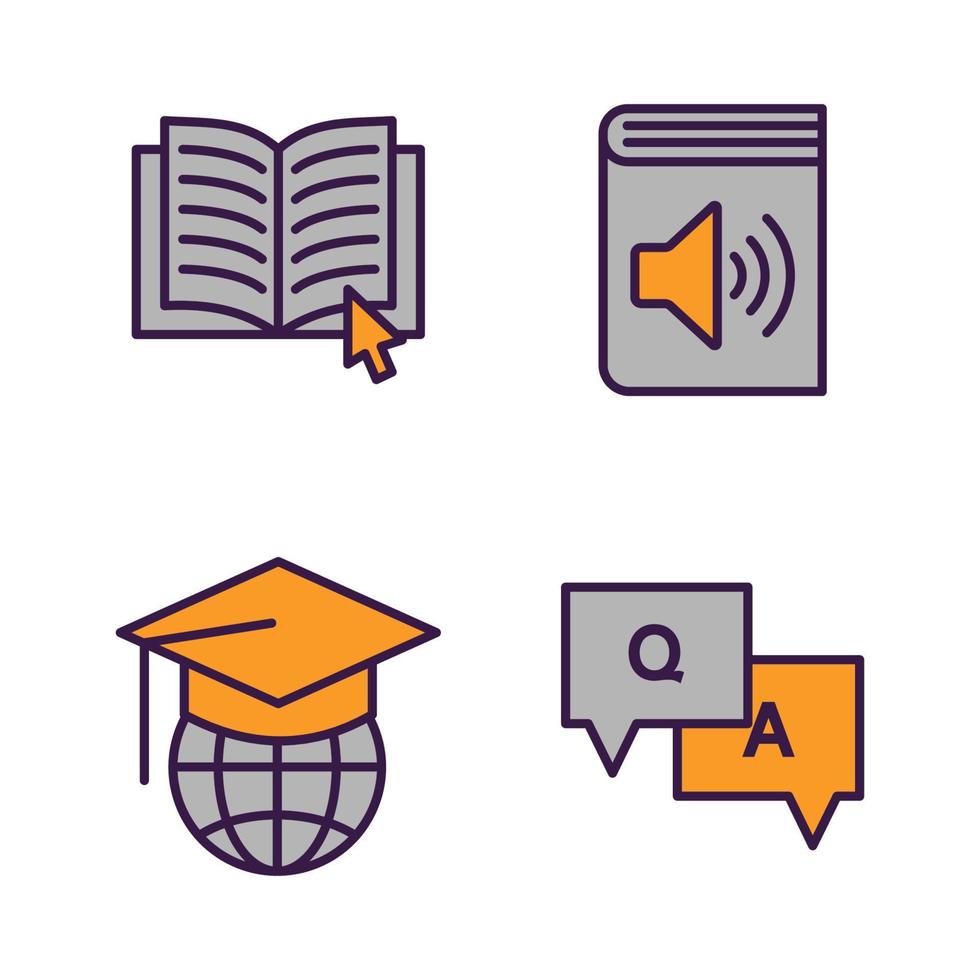 utbildning online. e-lärande set ikon symbol mall för grafisk och webbdesign samling logotyp vektorillustration vektor