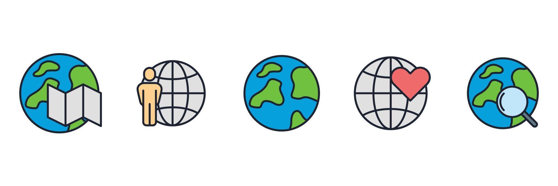 globe set ikon symbol mall för grafisk och webbdesign samling logotyp vektorillustration vektor