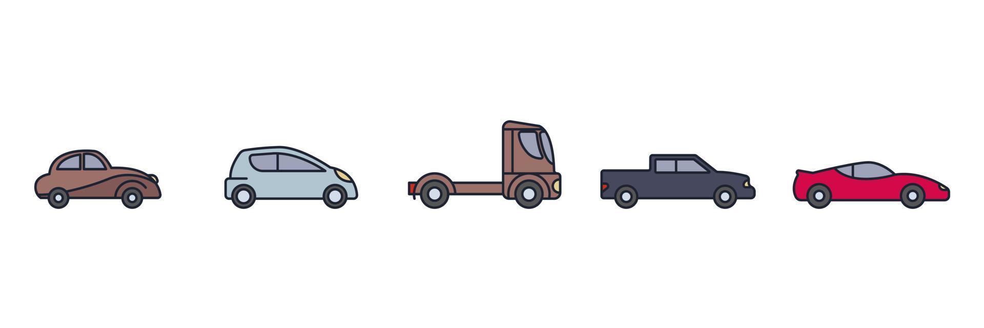 bil transport set ikon symbol mall för grafisk och webbdesign samling logotyp vektorillustration vektor