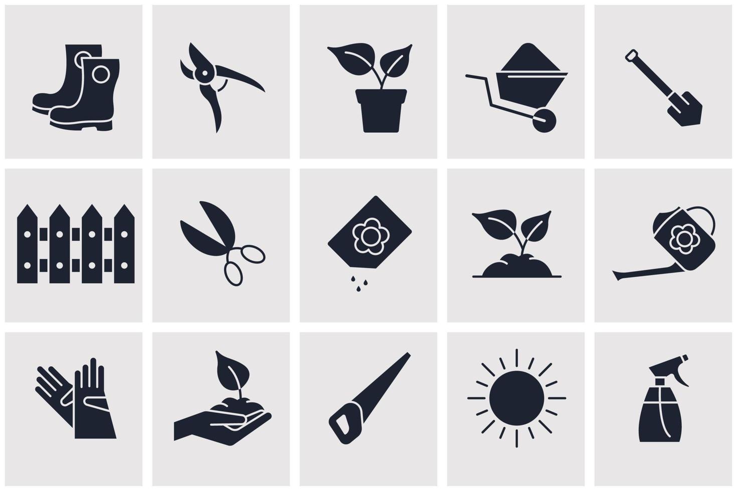 blomma och trädgårdsarbete set ikon symbol mall för grafisk och webbdesign samling logotyp vektorillustration vektor