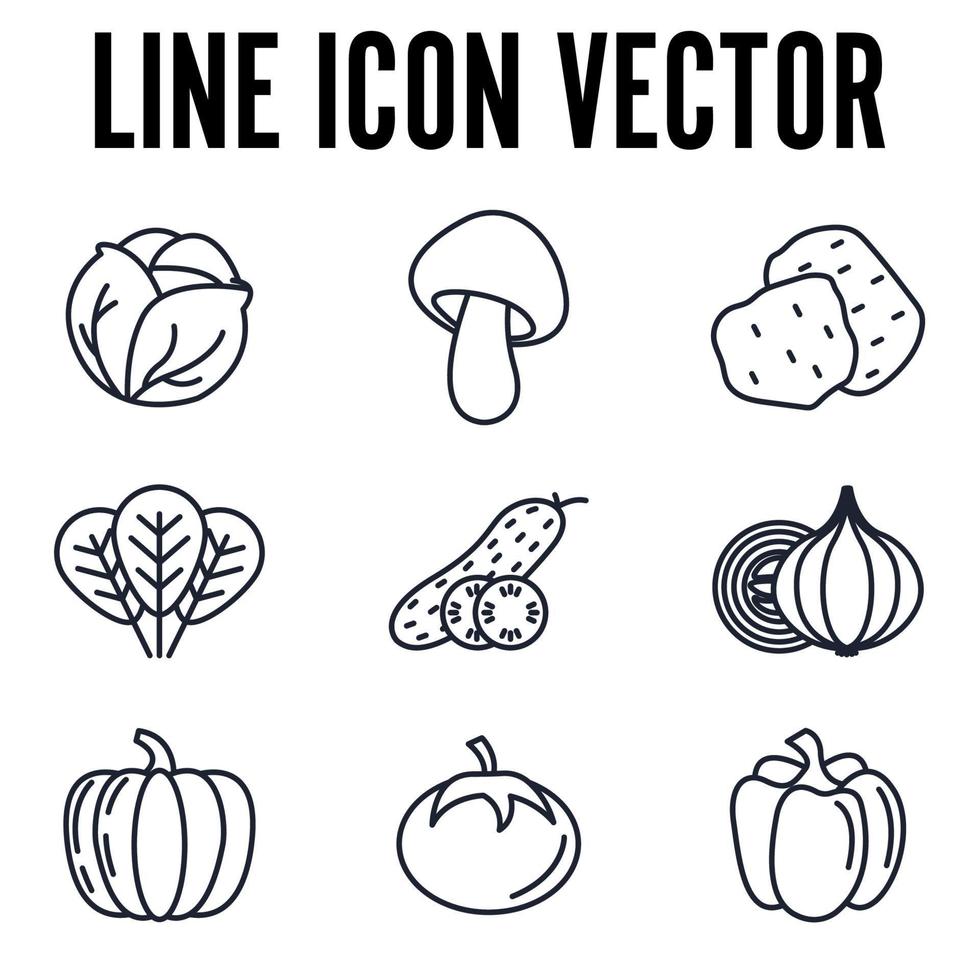 Vegetarische, pflanzliche Elemente setzen Symbol-Symbol-Vorlage für Grafik- und Webdesign-Sammlung Logo-Vektor-Illustration vektor