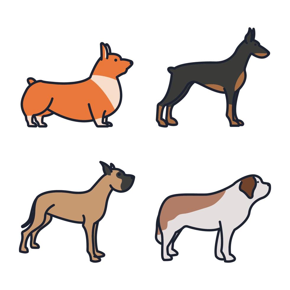Hunde setzen Symbolsymbolvorlage für Grafik- und Webdesign-Sammlung Logo-Vektorillustration vektor