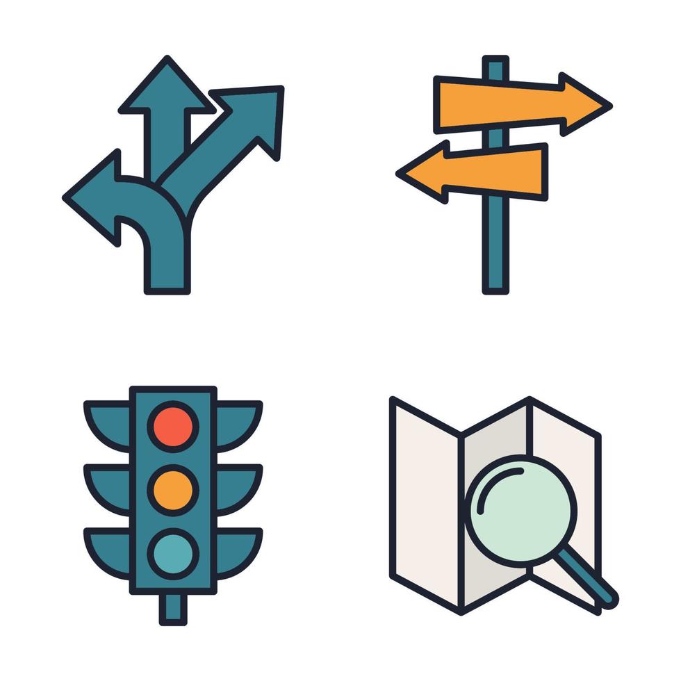 Kartenposition und Navigationsset-Symbol-Symbolvorlage für Grafik- und Webdesign-Sammlung Logo-Vektor-Illustration vektor
