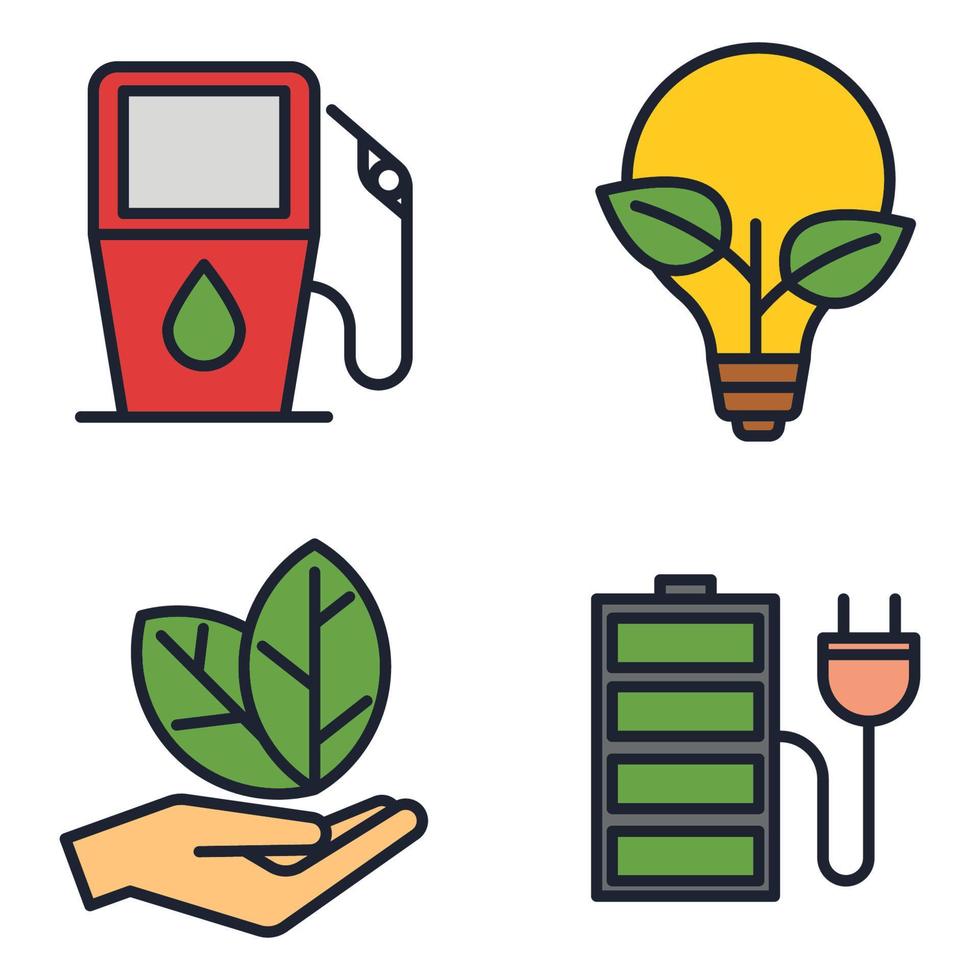 miljövänlig. ekologi set ikon symbol mall för grafisk och webbdesign samling logotyp vektorillustration vektor