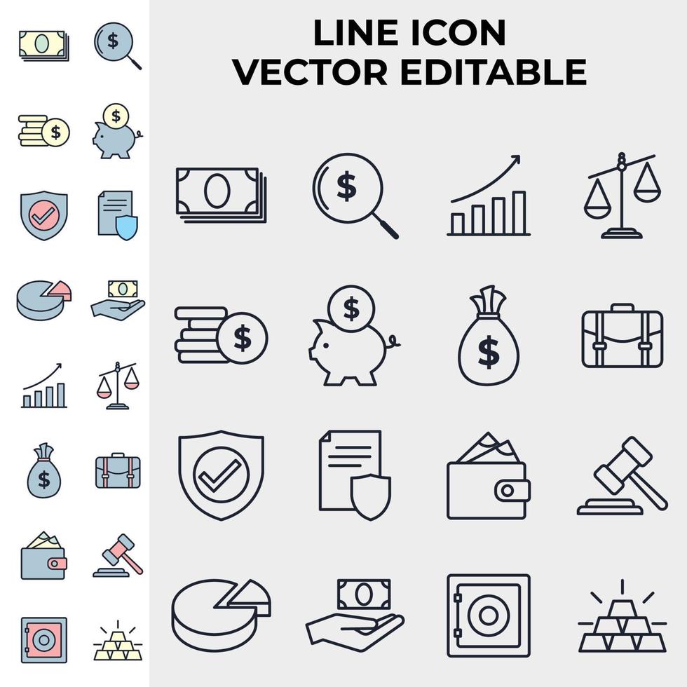 geld, finanzen, zahlungen setzen symbol symbol vorlage für grafik- und webdesign sammlung logo vektorillustration vektor