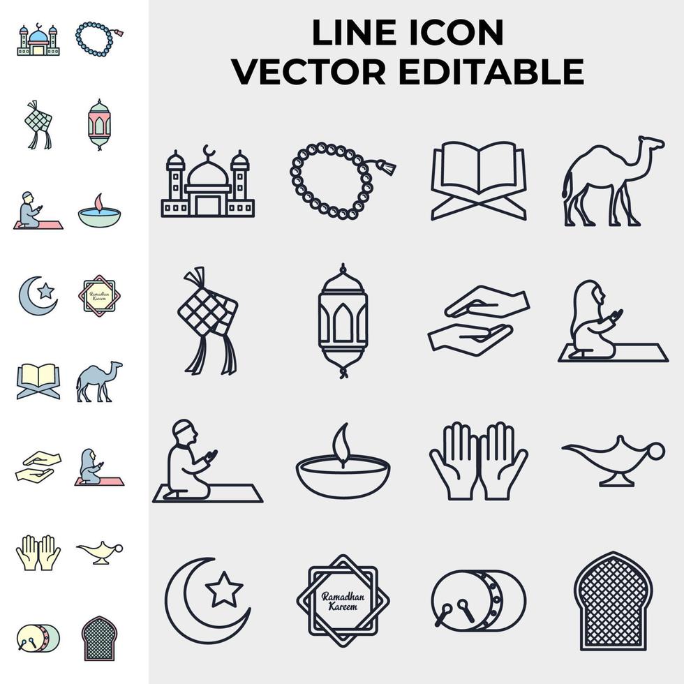 populär islamisk. ramadan kareem element set ikon symbol mall för grafisk och webbdesign samling logotyp vektorillustration vektor