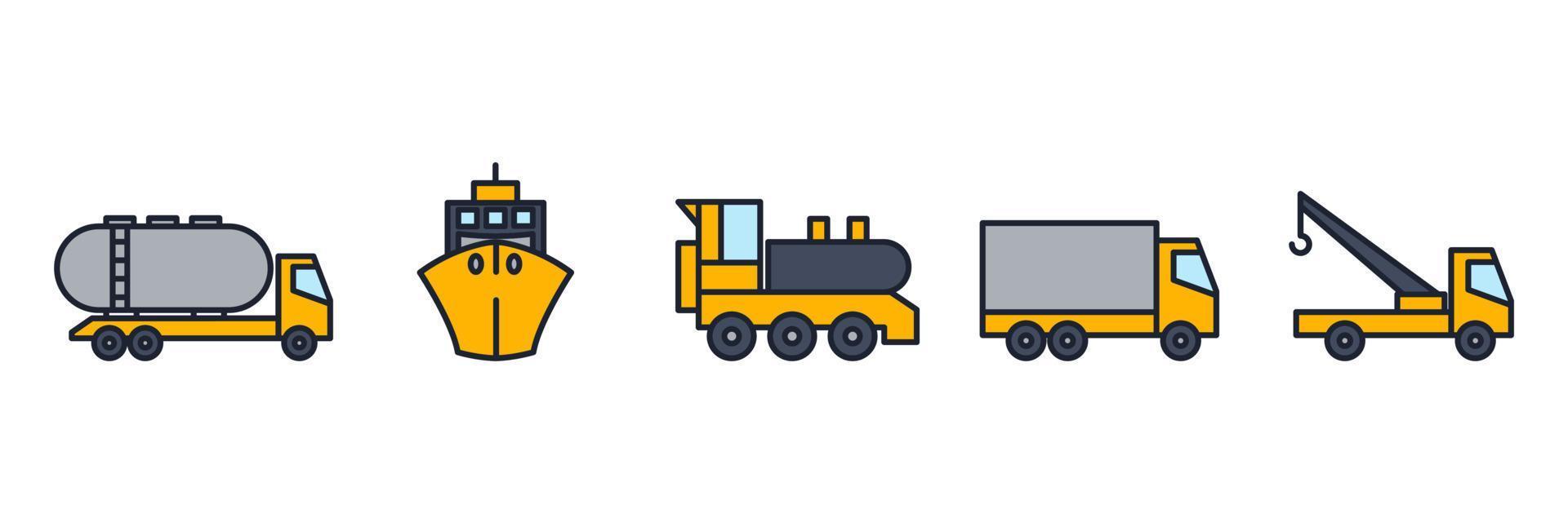 transport, schwere maschinen setzen symbol symbol vorlage für grafik- und webdesign sammlung logo vektorillustration vektor