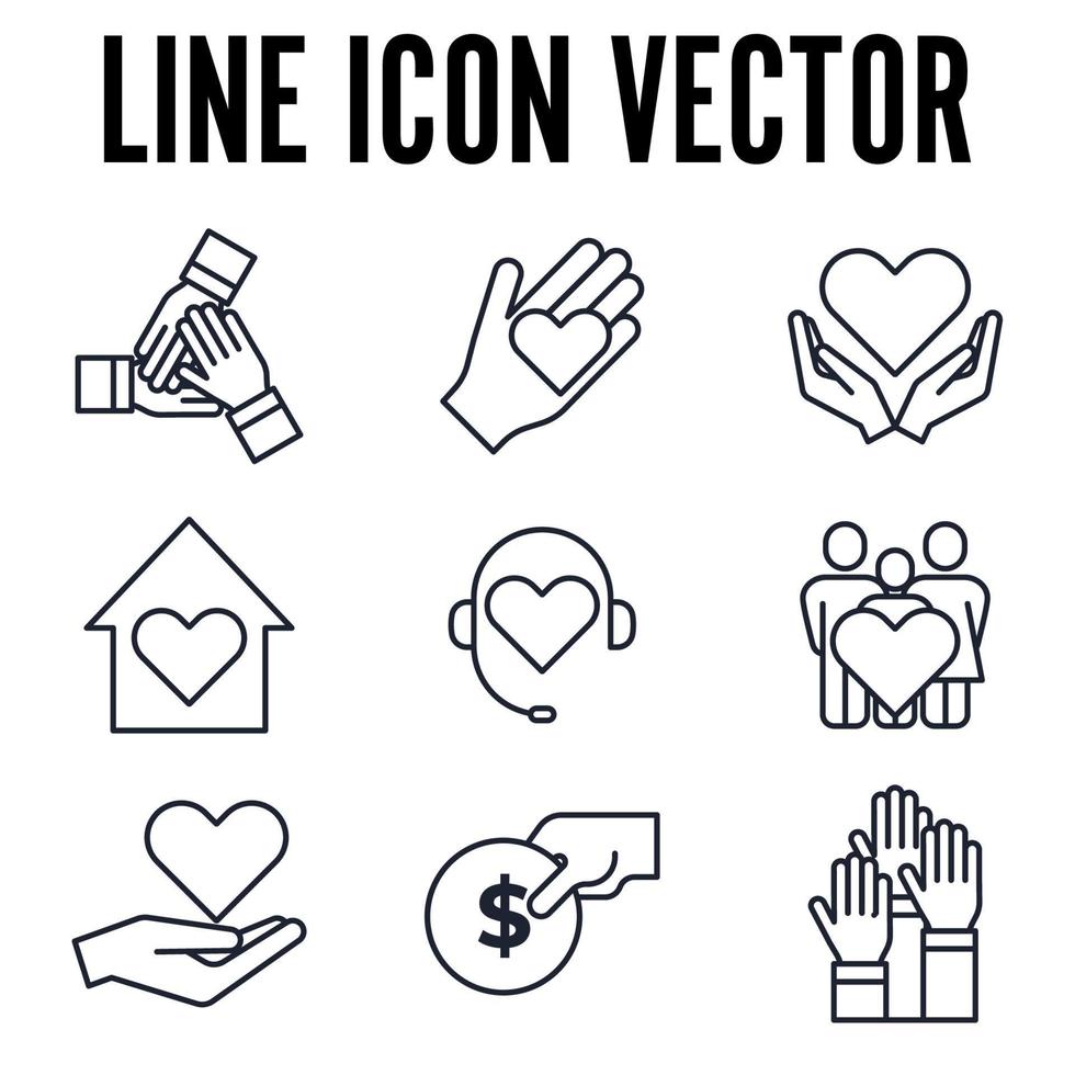 Charity-Set-Icon-Symbol-Vorlage für Grafik- und Webdesign-Sammlung Logo-Vektor-Illustration vektor
