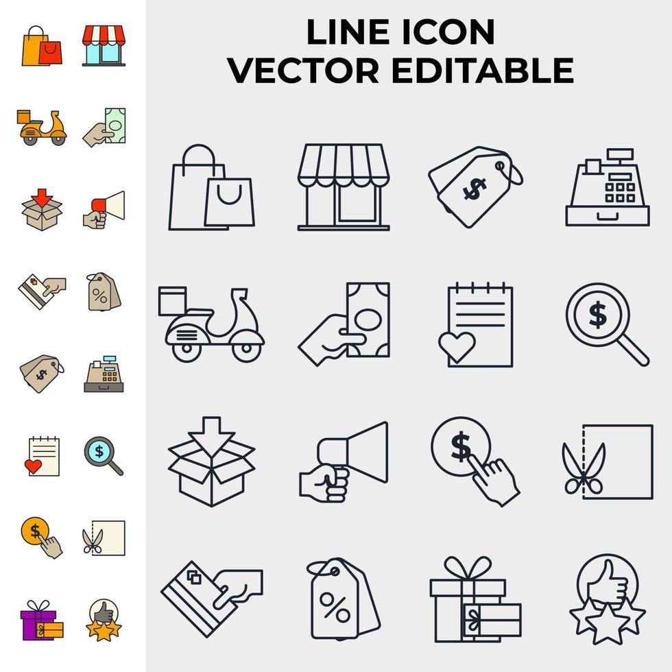 E-Commerce. Online-Shopping-Set-Symbol-Symbolvorlage für Grafik- und Webdesign-Sammlung Logo-Vektor-Illustration vektor