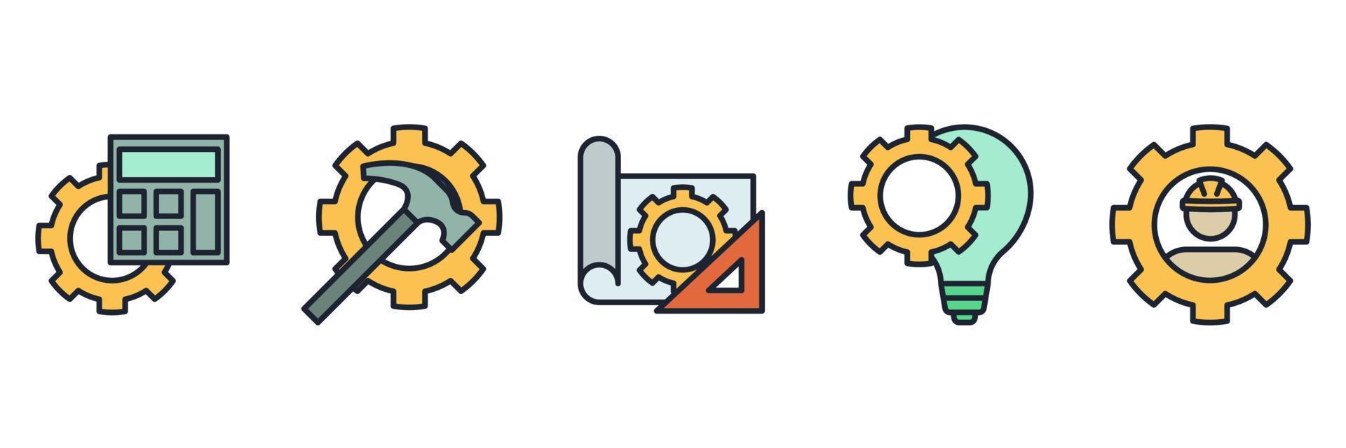 Engineering-Set-Symbol-Symbolvorlage für Grafik- und Webdesign-Sammlung Logo-Vektor-Illustration vektor