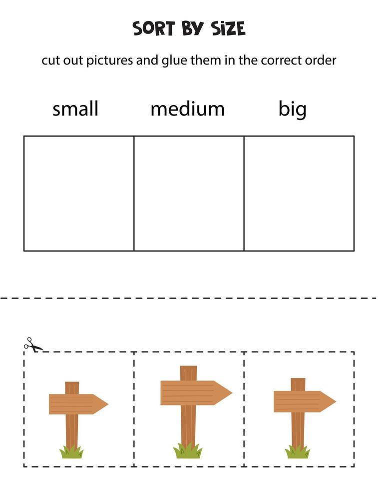 sortera lägereldar efter storlek. pedagogiskt arbetsblad för barn. vektor
