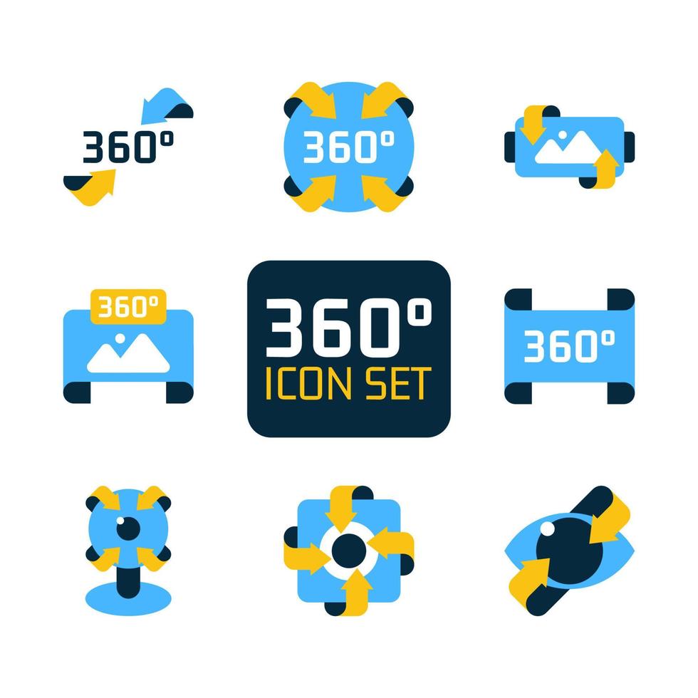 360 visa ikoner set vektor