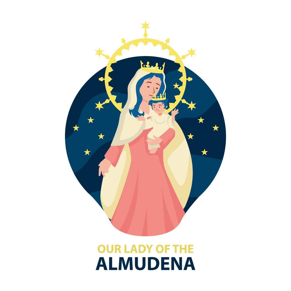 Almudena-Tag. vektorvorlage für den internationalen feiertag. festival weltweit illustration. geeignet für Banner, Cover, Hintergrund, Hintergrund, Poster. Vektor eps 10.