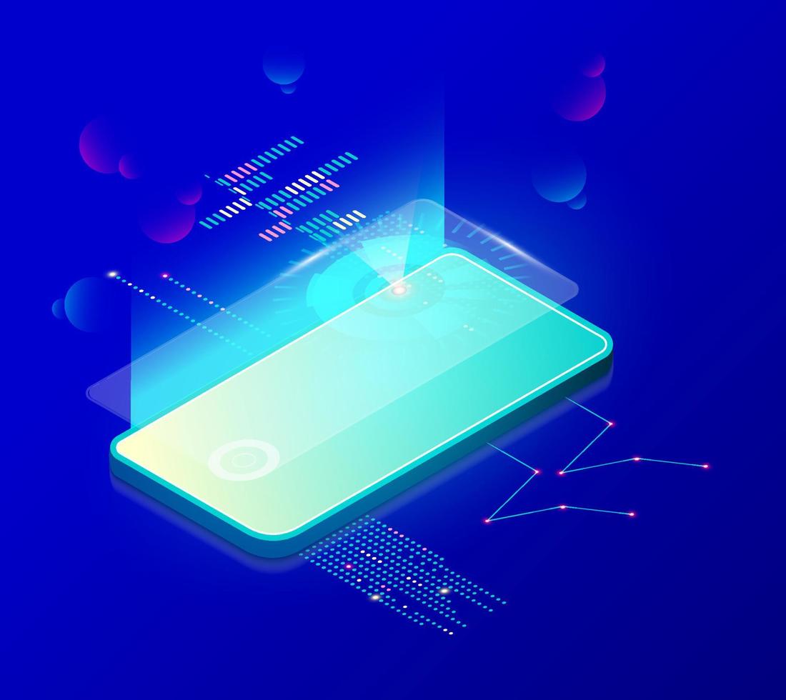 dekoration för modern teknik med smartphone vektor