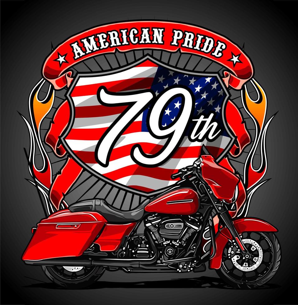 Motorrad mit amerikanischer Flagge ... vektor