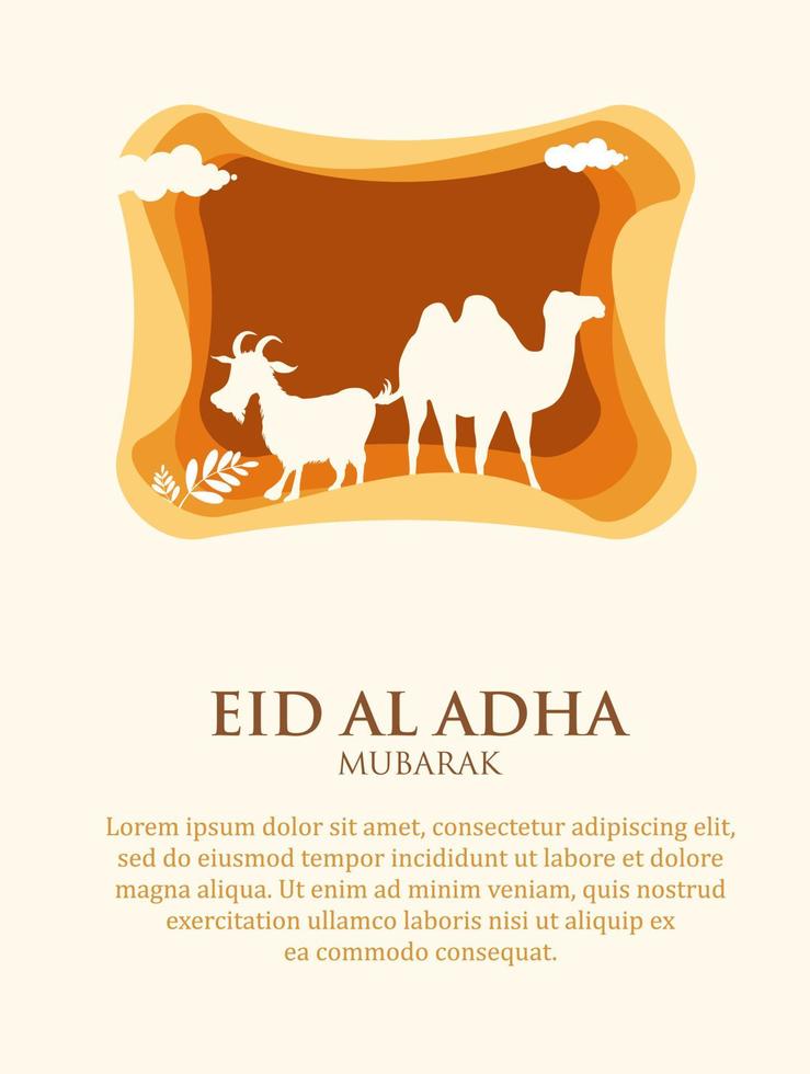 eid al adha design bakgrund i papperssnitt stil vektor