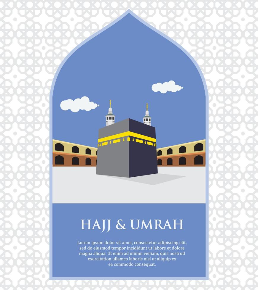 hajj design affisch med kaba vektor