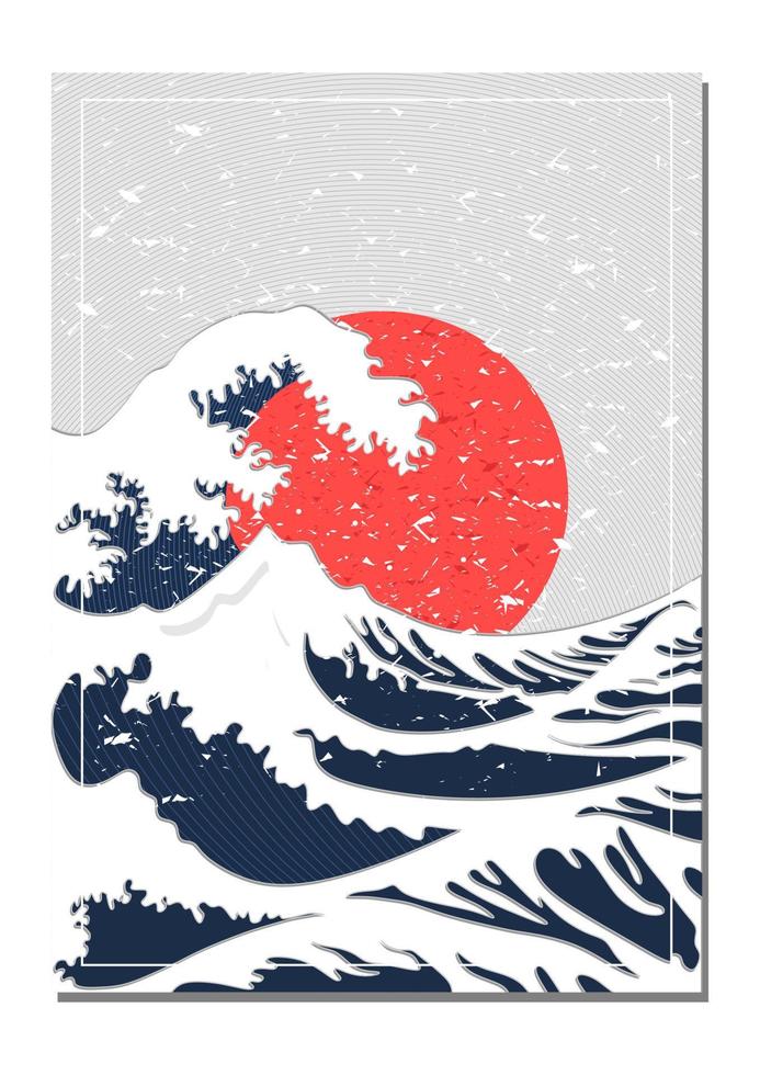 japanischer hintergrund mit linienwellenmustervektor. abstrakte Vorlage mit geometrischem Muster. Ozeanobjekt im orientalischen Stil. vektor