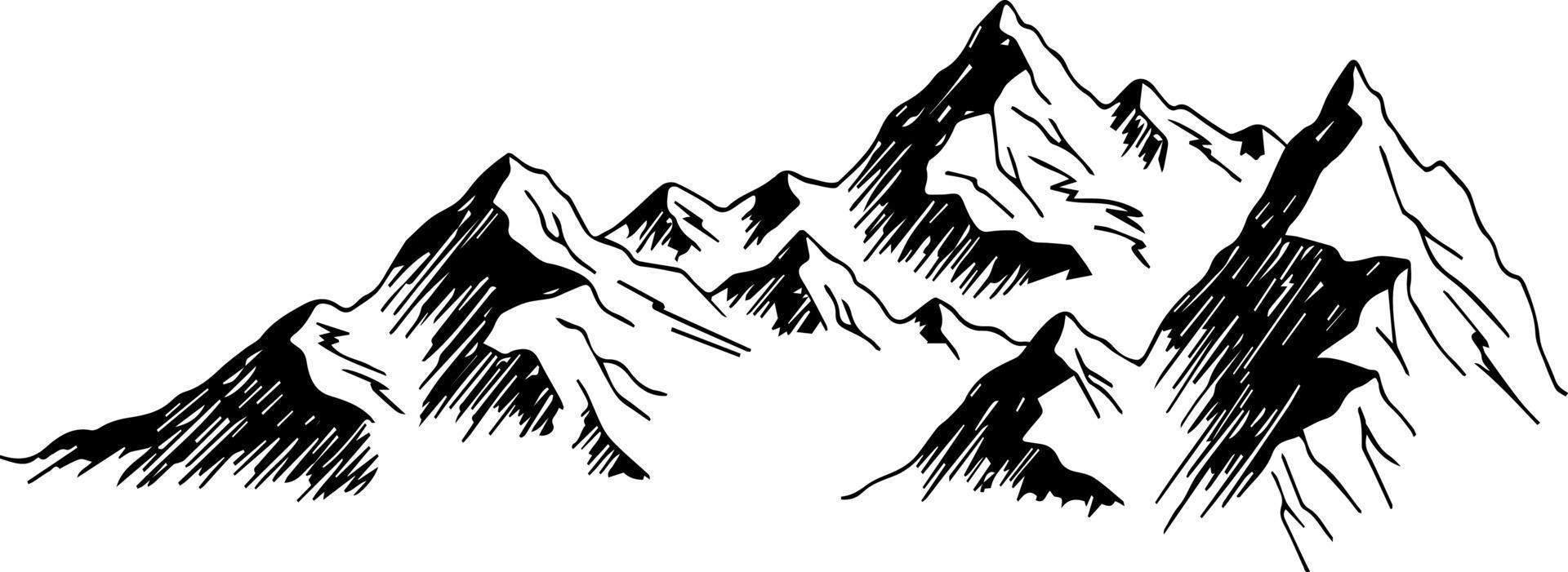 Berglandschaft Strichzeichnungen. minimaler umrissvektorhintergrund mit bergketten vektor