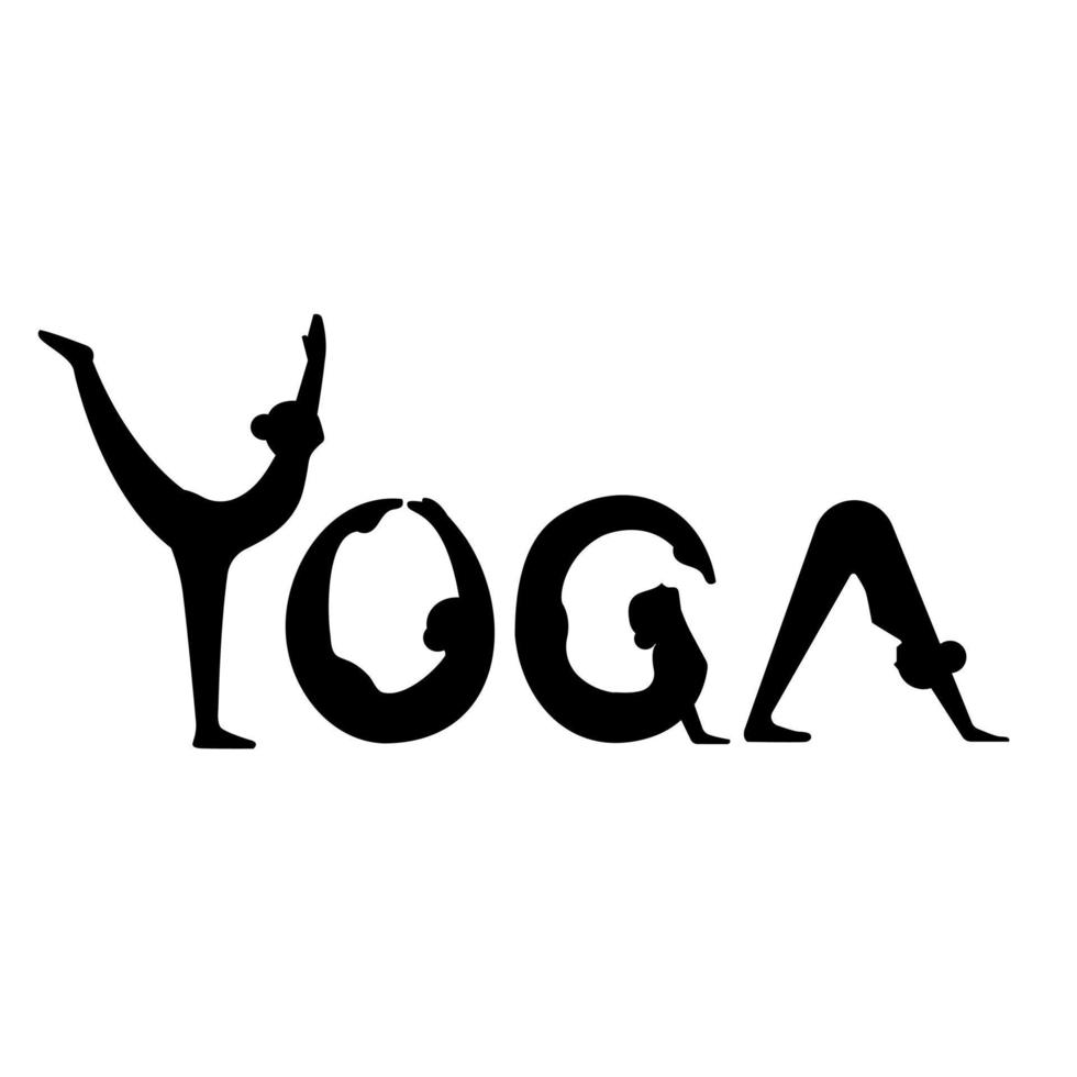 internationella yogadagen. silhouette yoga kroppsställning teckensnitt. kvinnor som utövar yoga. vektor illustration design