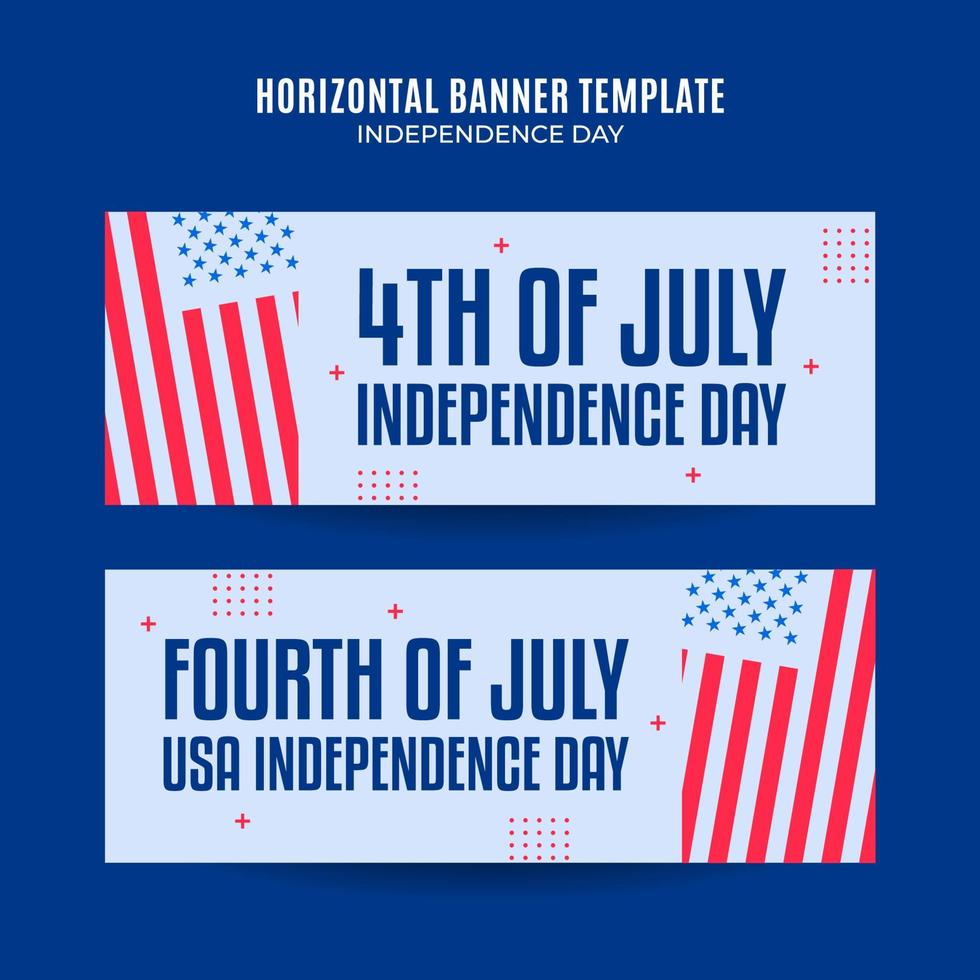 glücklicher 4. juli - unabhängigkeitstag usa webbanner für horizontale plakate, banner, raumfläche und hintergrund der sozialen medien vektor