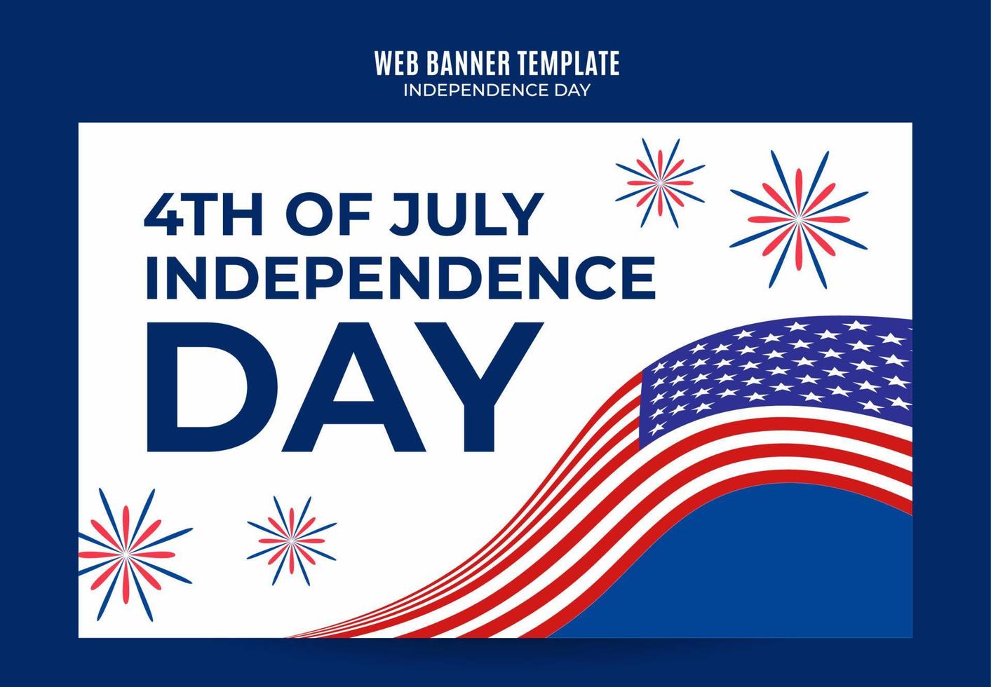 glad 4 juli - självständighetsdagen usa webbbanner för sociala medier affisch, banner, rymdområde och bakgrund vektor