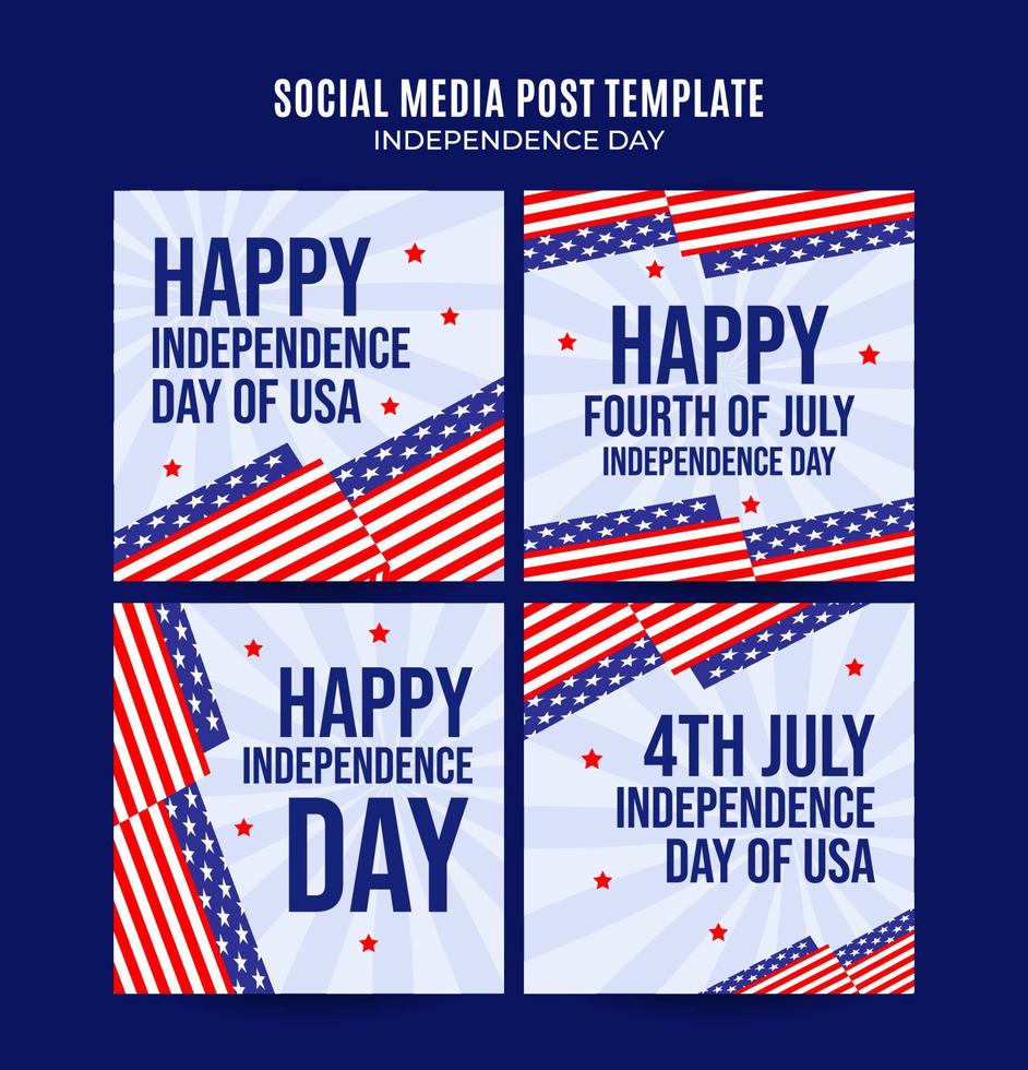 glad 4 juli - självständighetsdagen usa webbbanner för sociala medier fyrkantig affisch, banderoll, rymdområde och bakgrund vektor