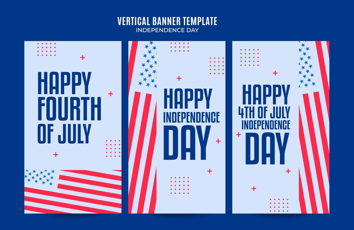 glad 4 juli - självständighetsdagen usa webbbanner för sociala medier vertikal affisch, banderoll, rymdområde och bakgrund vektor