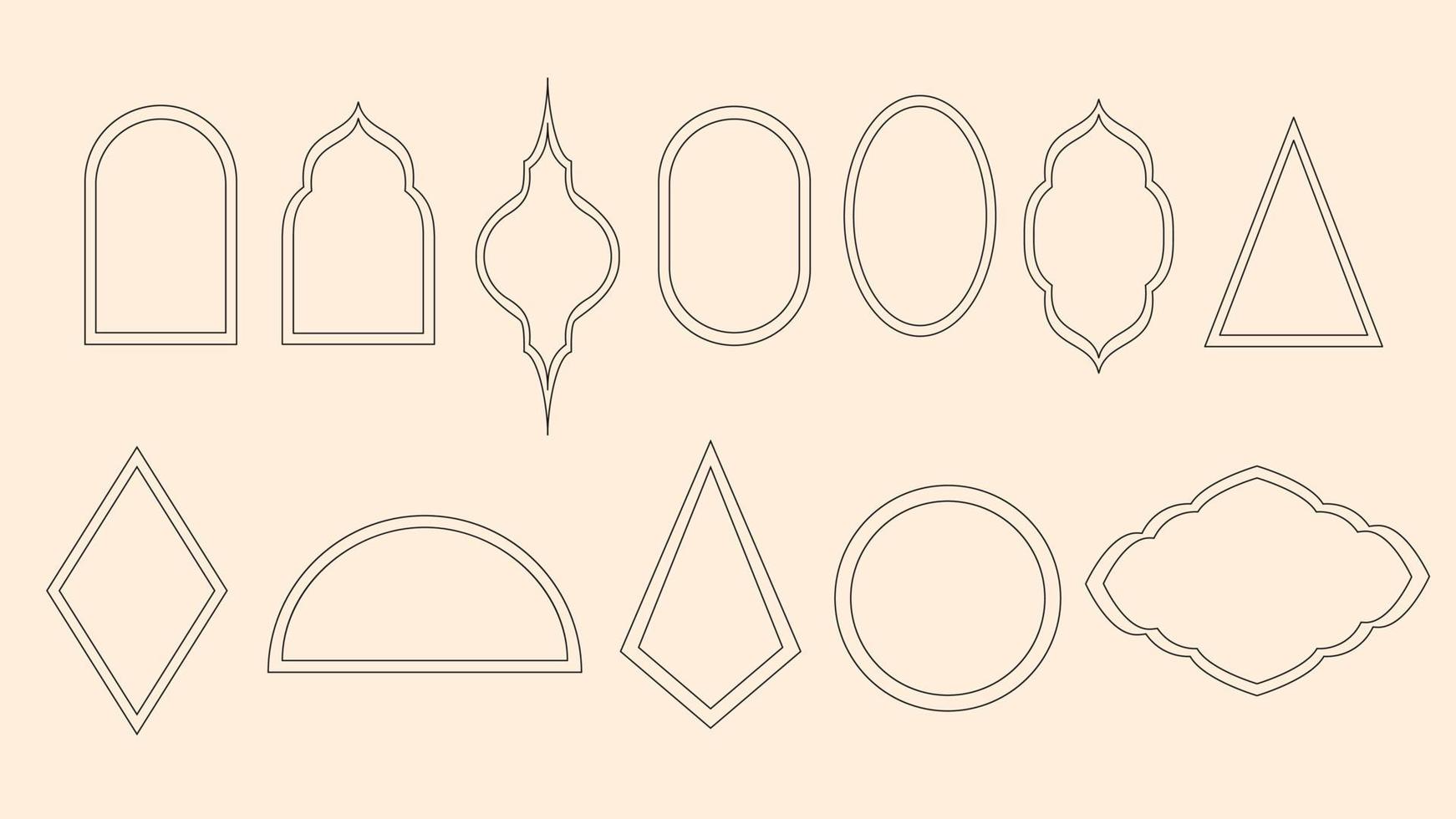 uppsättning vintage dekorativa ramar. geometriska ramar isolerad på ljus bakgrund. vektorgrafik. vektor