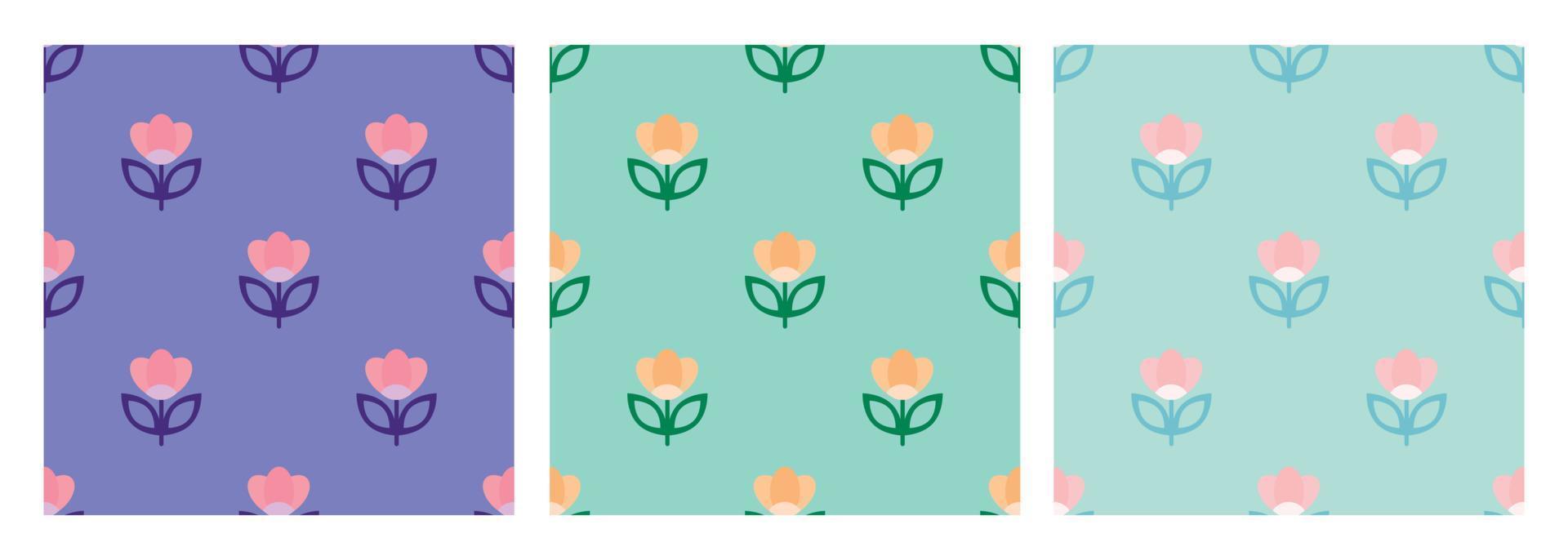 skandinavisches geometrisches einfaches nahtloses blumenmuster. Volkskunst im nordischen Stil. Tulpenblumen Hintergrund. für Print-High-Fashion-Stoff, Textil. nahtloser Blumenmustervektor. vektor