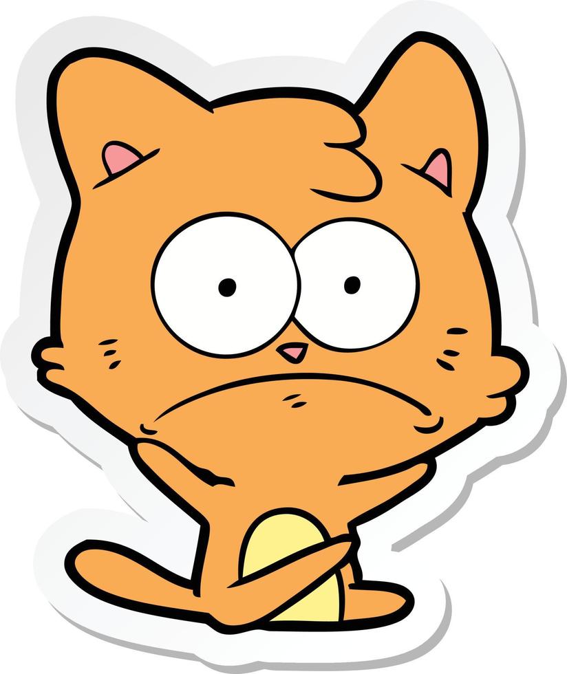 Aufkleber einer Cartoon-nervösen Katze vektor