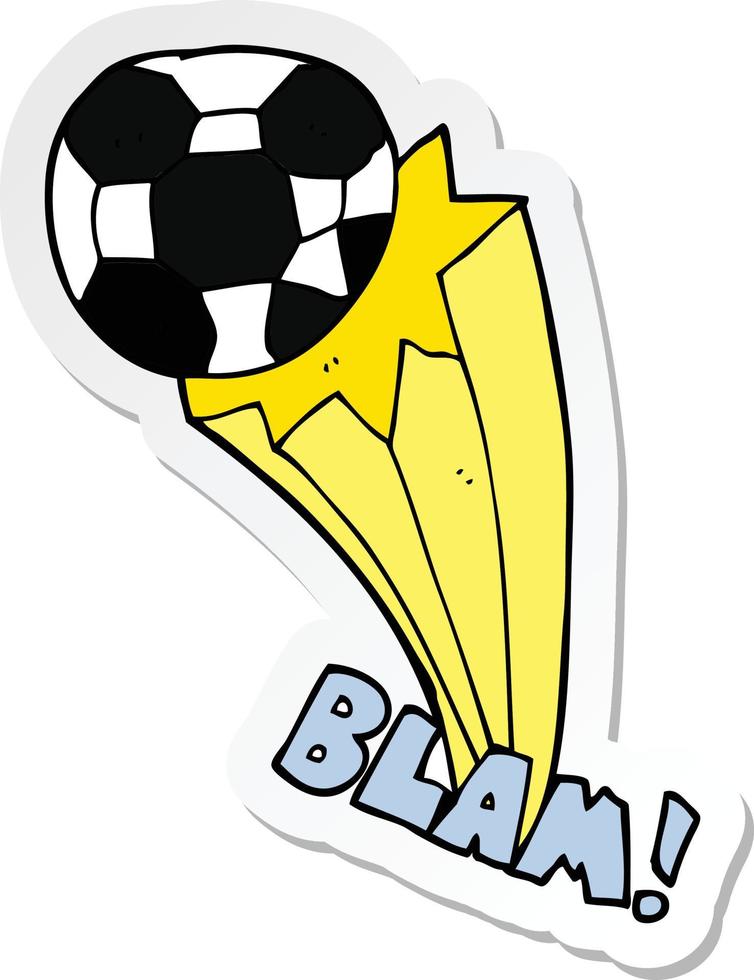 klistermärke av en tecknad sparkad fotboll vektor