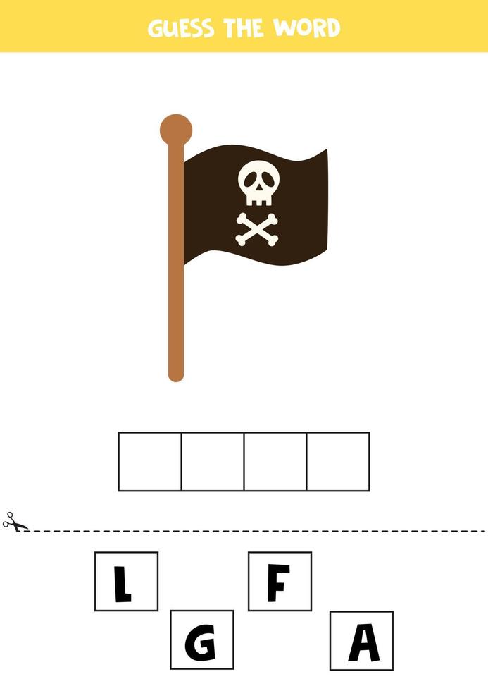 Rechtschreibspiel für Kinder. Piratenflagge. vektor