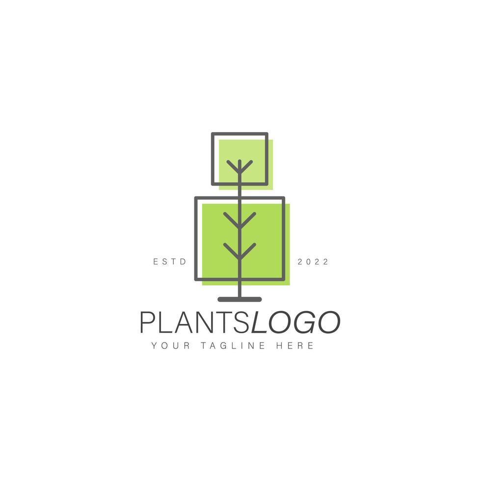 träd box logotyp design illustration ikon vektor
