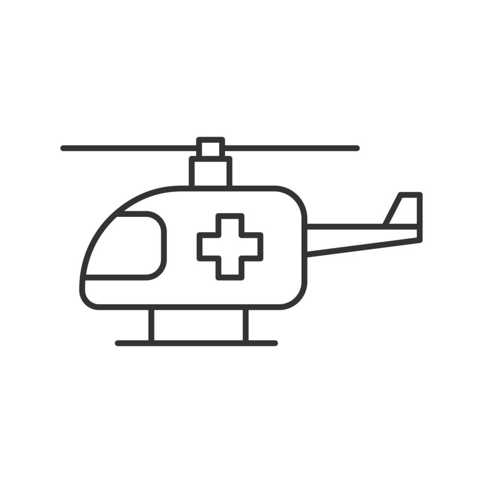 medicinsk helikopter linjär ikon. tunn linje illustration. luftambulans. kontur symbol. vektor isolerade konturritning