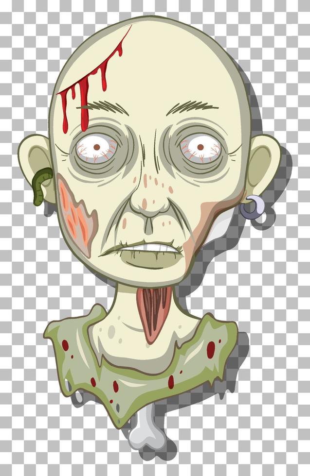 läskigt zombiehuvud på rutnätsbakgrund vektor