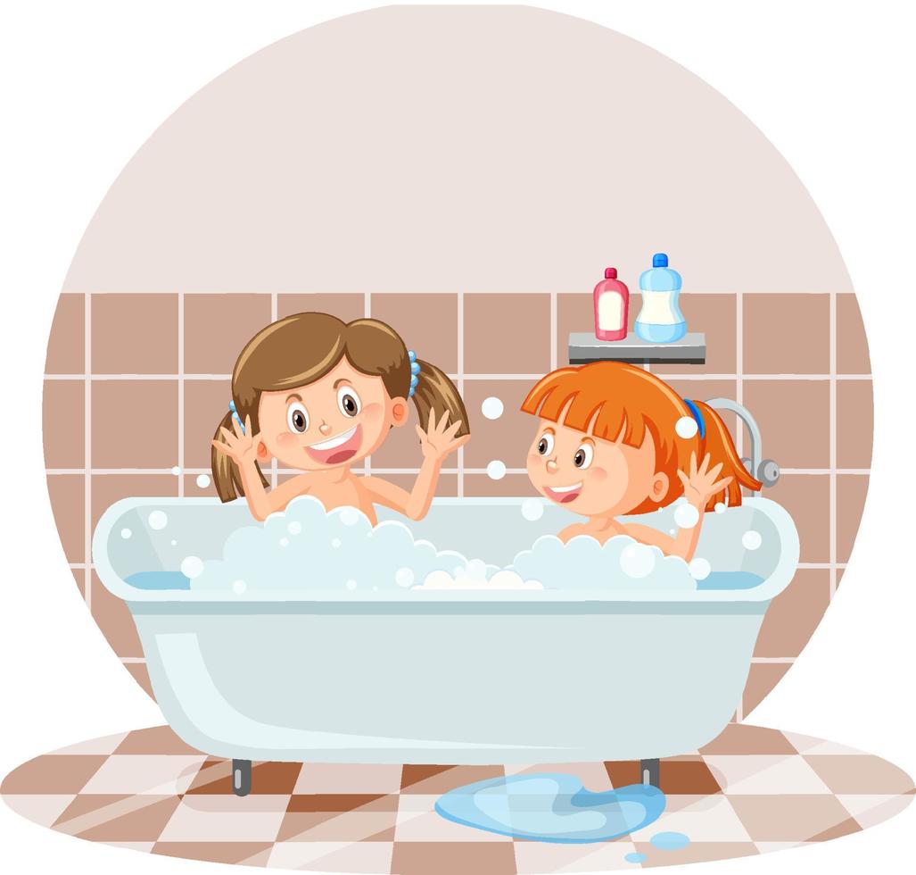 glückliche Kinder in der Badewanne vektor