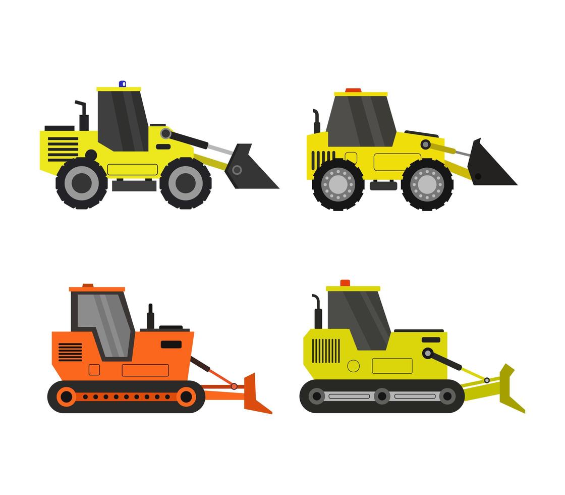 uppsättning bulldozer ikoner vektor