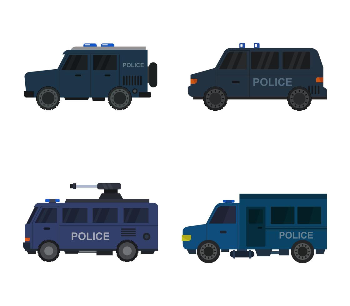 Polizeifahrzeug-Symbolsatz vektor