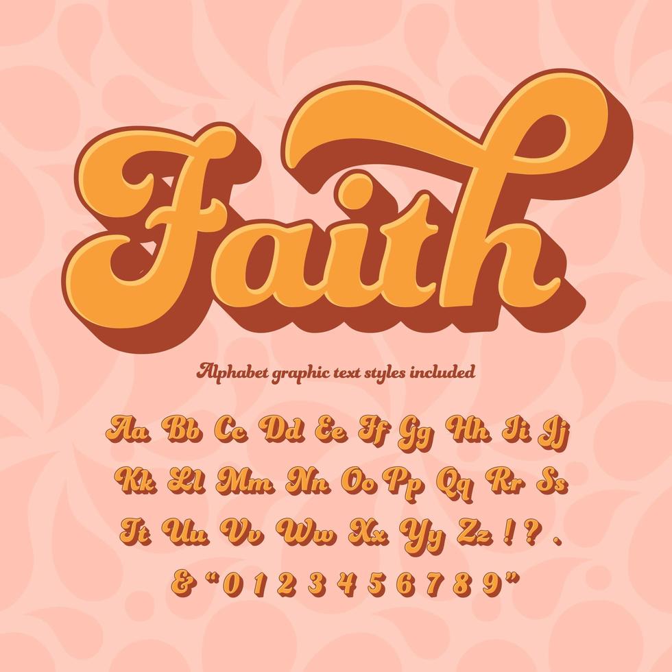 Retro-Hippie-Alphabet des Glaubens 3d vektor