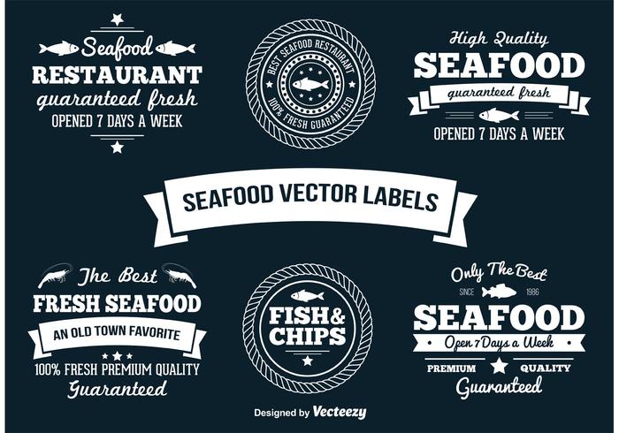 Seafood Vector Etiketter