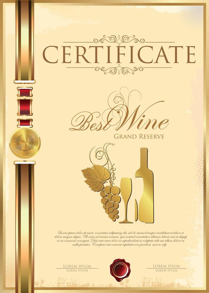 bester Wein goldenes Zertifikat vektor