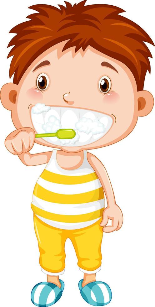 pojke tecknad borsta tänderna vektor