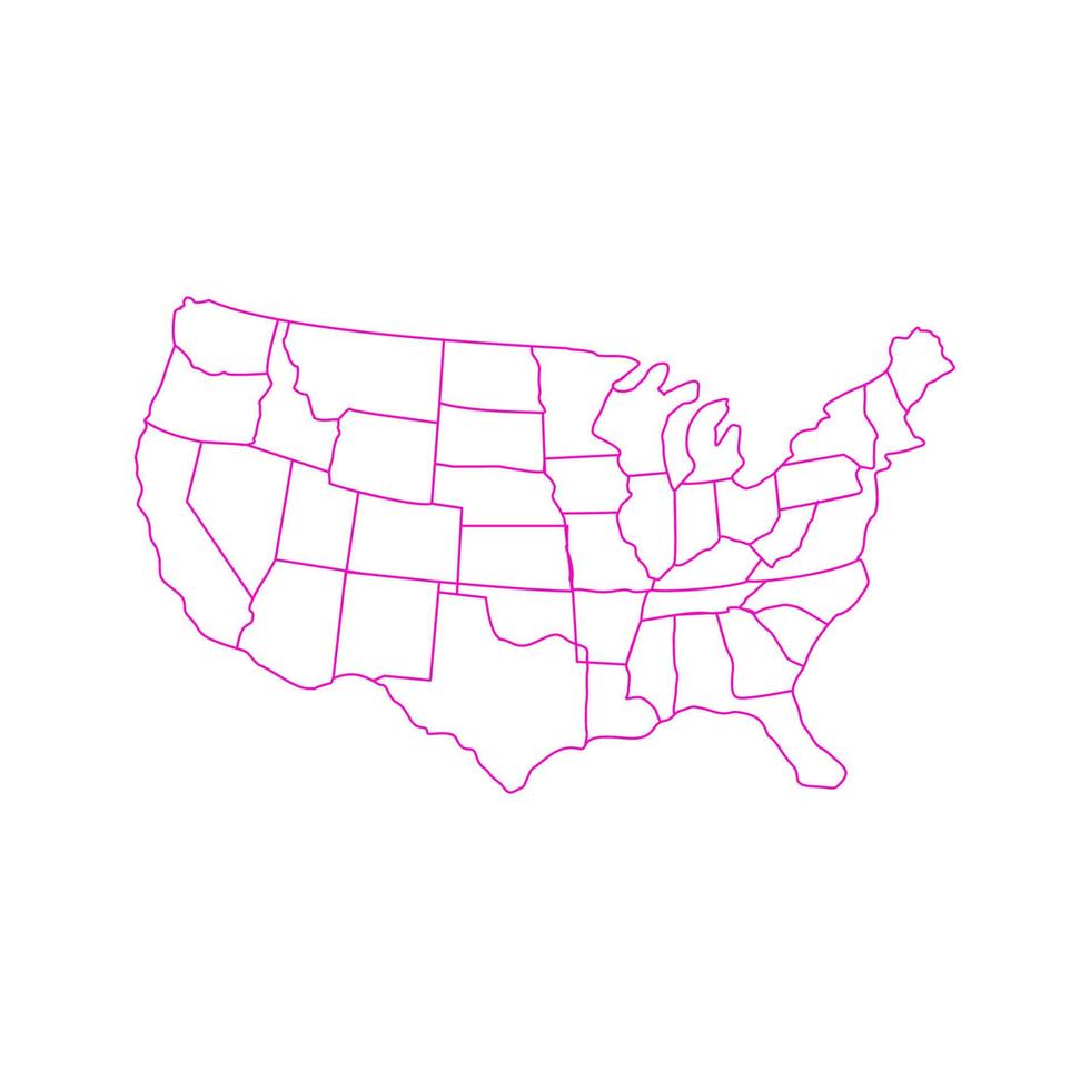 US-Karte auf weißem Hintergrund dargestellt vektor